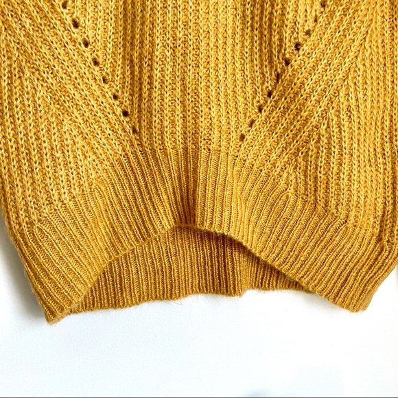 SOLD BP Golden Mustard Yellow Oversized Balloon Sleeve Cable Knit Sweater XS - Picture 9 of 14